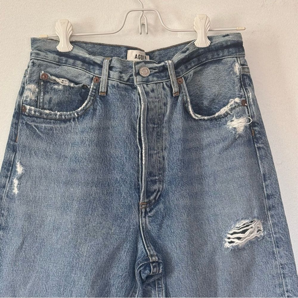 Agolde 90’s High Rise Loose Fit Raw Hem Jeans in Isolate Sz 26 - Picture 3 of 12